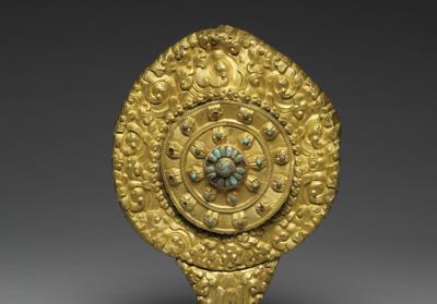 图片[2]-Gilt Wheel of the Law/ Dharmachakra with inlaid turquoise, Qing dynasty (1644-1911)-China Archive